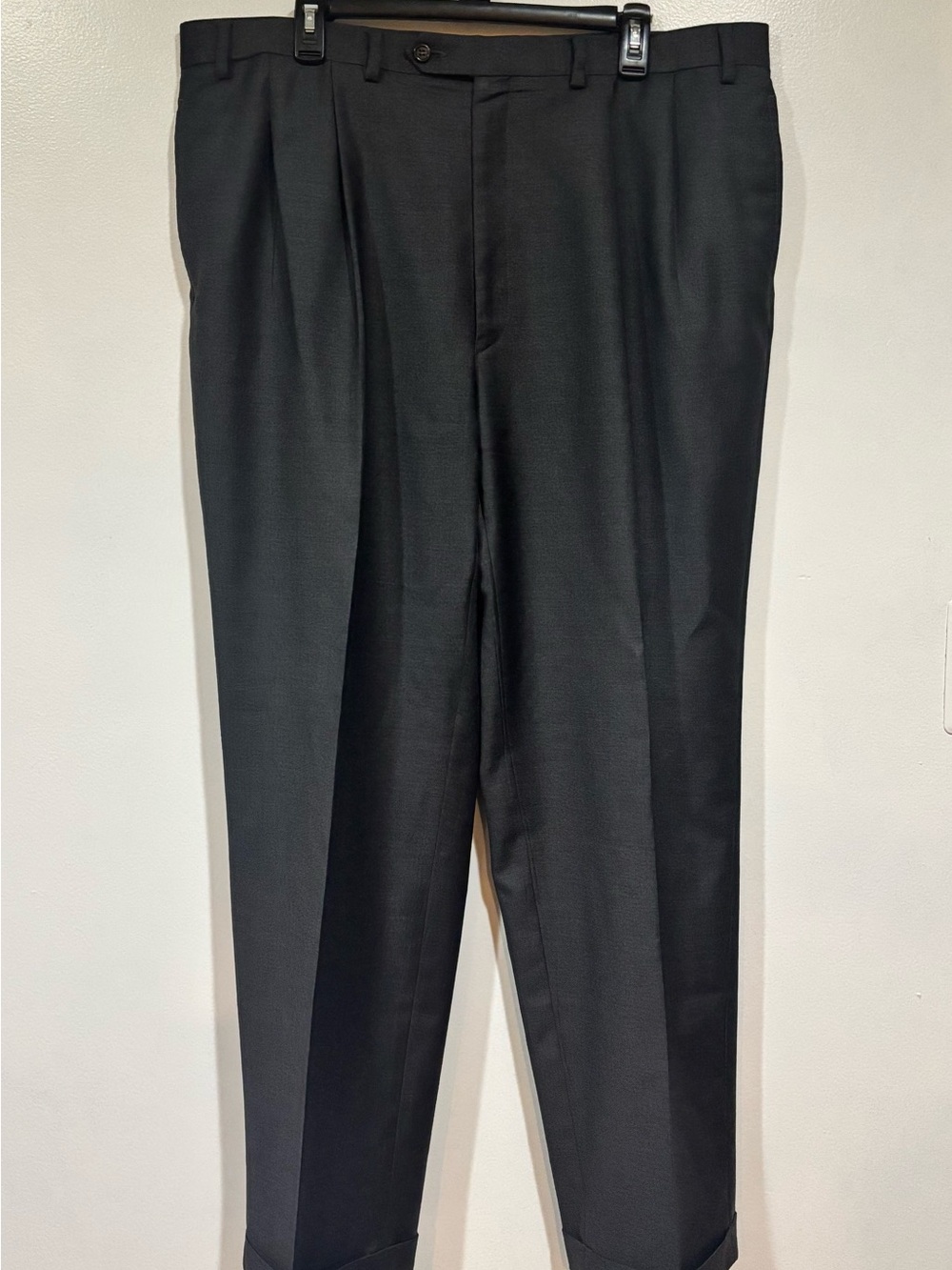 Lauren Ralph Lauren Pants Mens 40 32 Black Super 120s Wool Cashmere Pleated Cuff